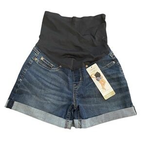 Levi Strauss‎ Maternity Shortie Blue Jeans Size XS Over Belly Panel NWT